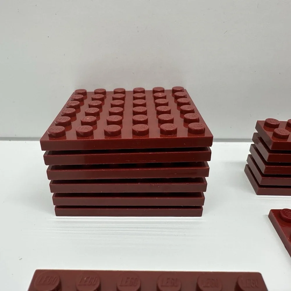 Lego Parts - Dark Red Plates - 2x12, 4x4, 4x6, 4x10, 4x12, 6x6 & 6x8 Lot Of 19